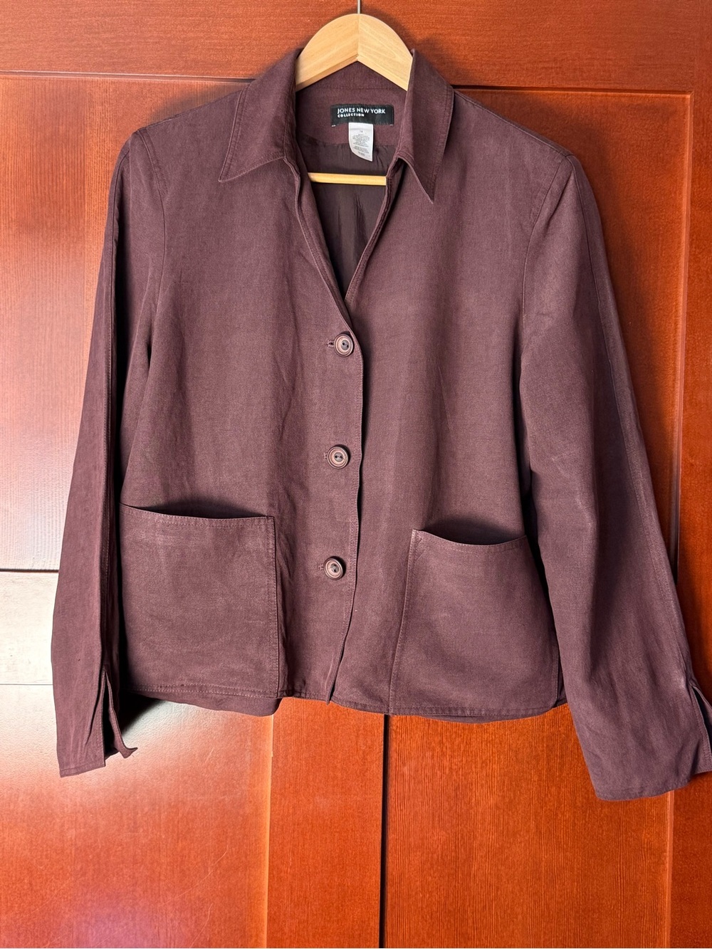 VTG Jones New York Silk Linen Blazer Purple Jacket Size 14